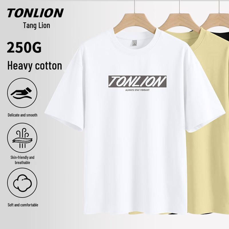 TonLion Summer Breathable Pure Cotton Short Sleeve T-Shirt L