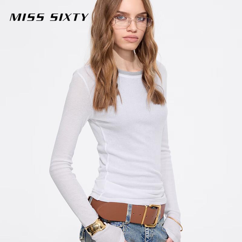 MISS SIXTY 2025 Spring Slim-Fit Two-Piece Layered Long Sleeve T-Shirt