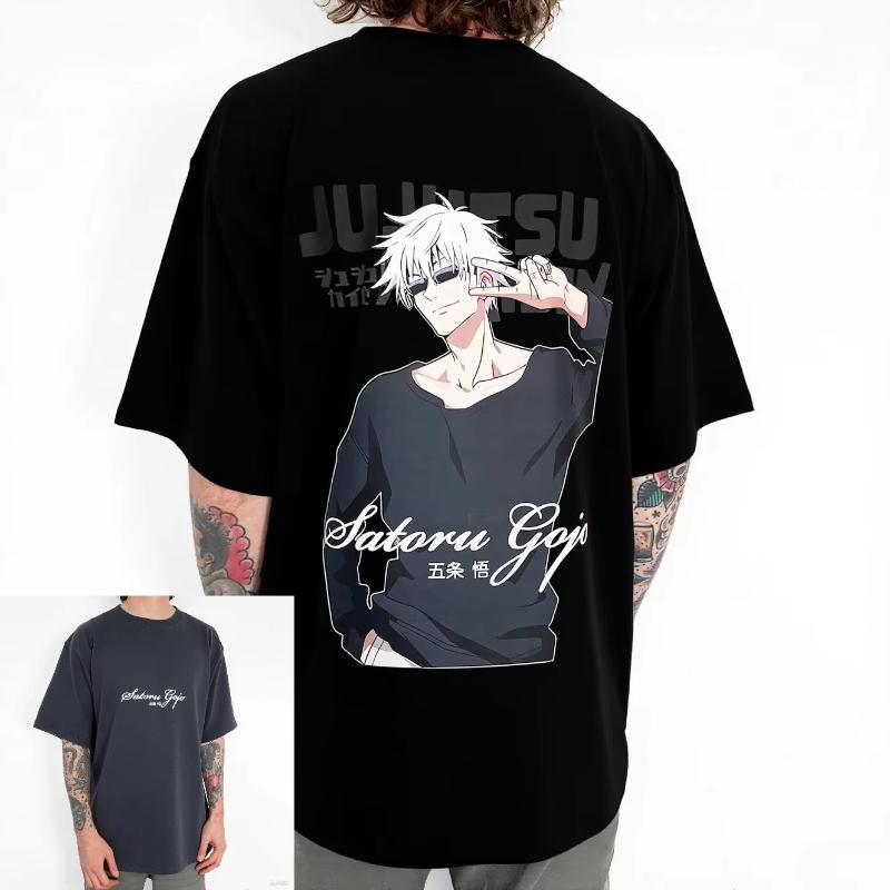 

Jujutsu Kaisen Сатору Годжо Аниме Мужская футболка с коротким рукавом Летняя хлопковая Женская футболка с принтом Уличная одежда Повседневная мода Y2k Топы S