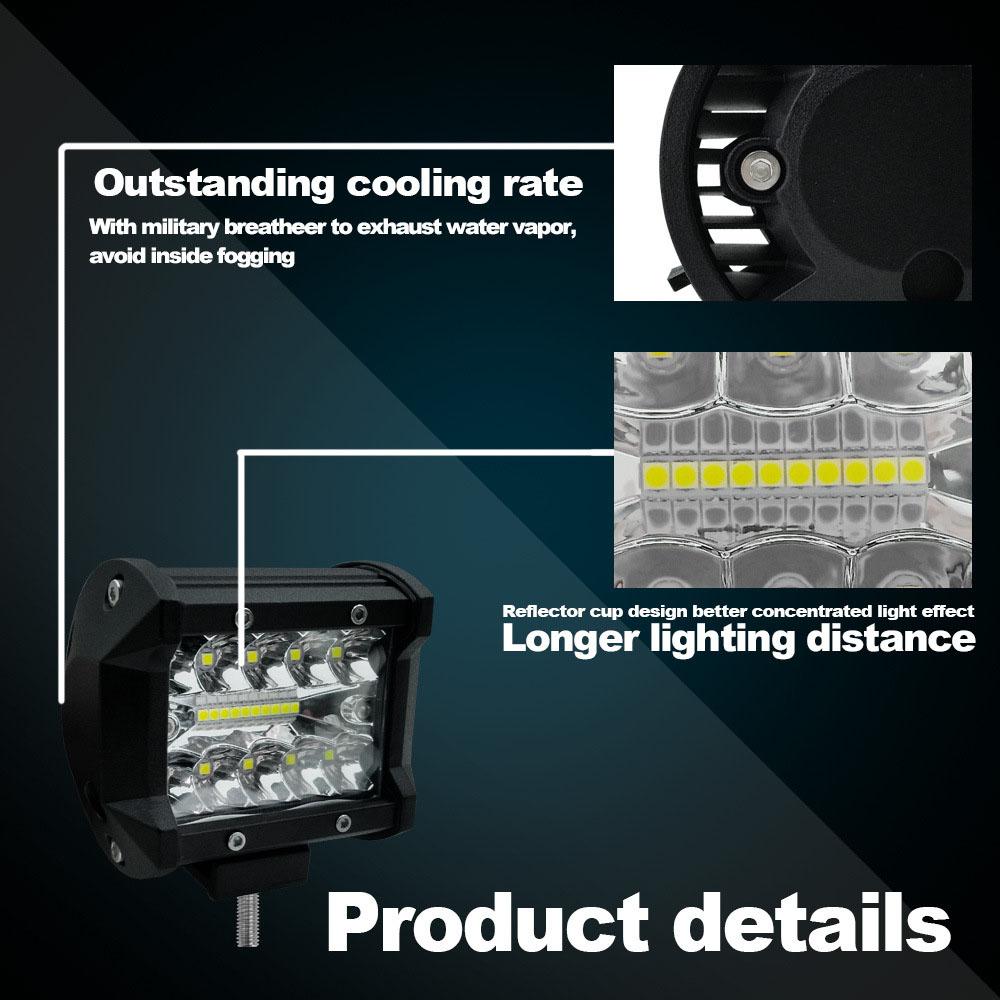 Car Led Light bar 27W 48w Led bar 16barra Square Spotlight Off Road LED Work Light 12V 24V for Car Truck 4X4 4WD SUV ATV