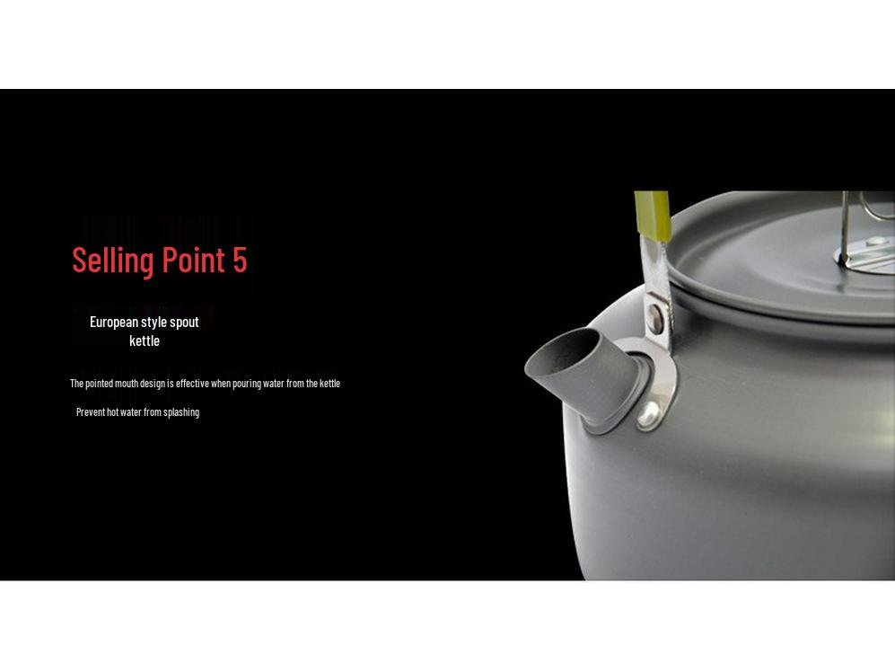 1.2L Anodized Aluminum Outdoor Kettle - Portable Teapot for Camping, Picnic & Fishing
