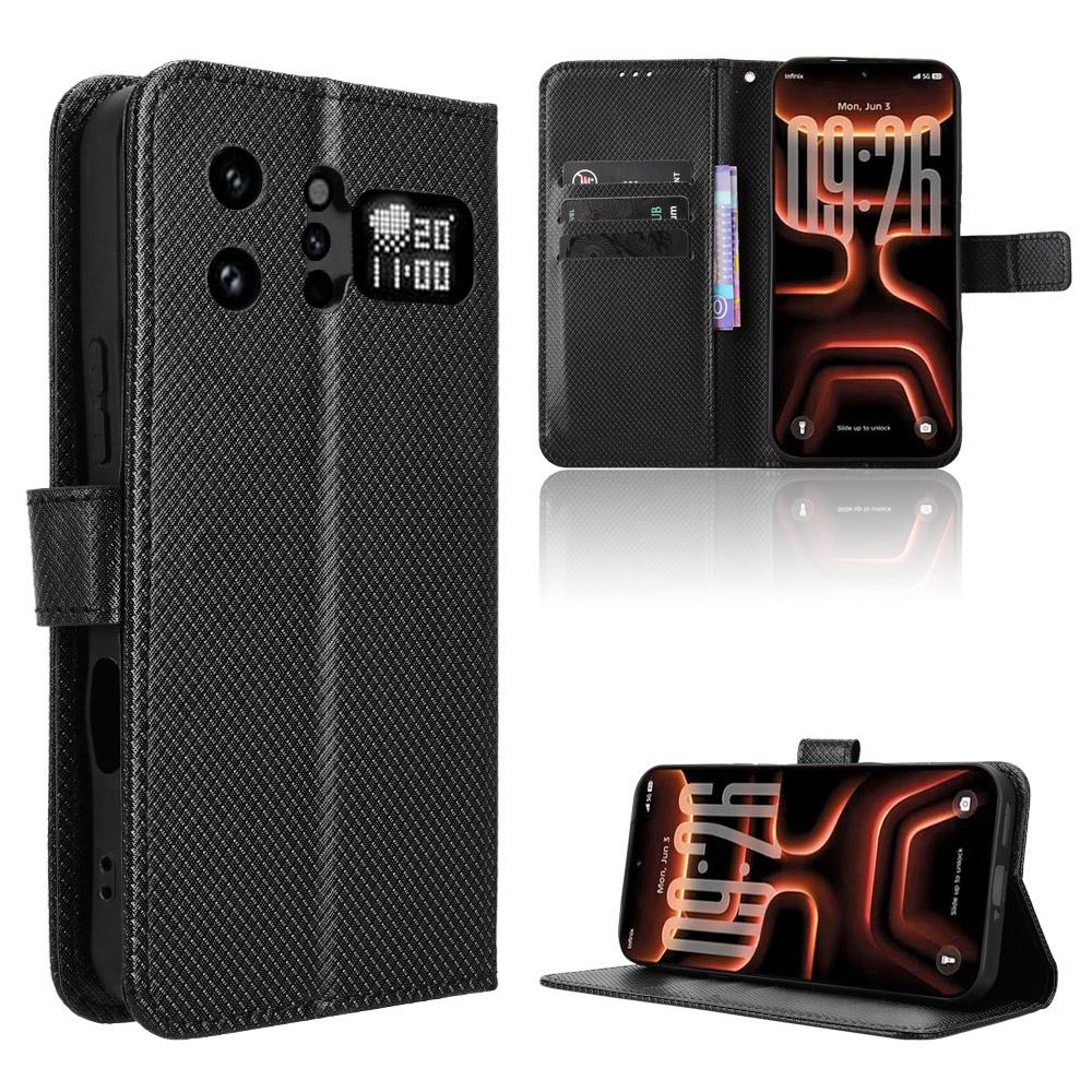 for Infinix Note 60 Ultra 5G Wallet Case with Kickstand & Card Slots Diamond Texture Leather Cover