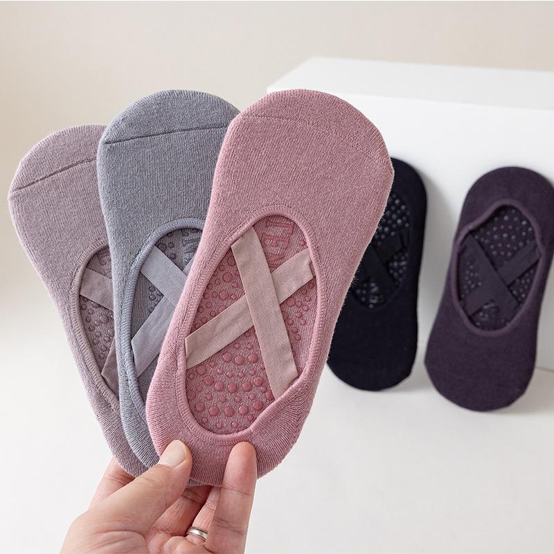 Yoga Socks Women Cotton Silicone Non-slip Pilates Grip Towel No-Show Barre Sock