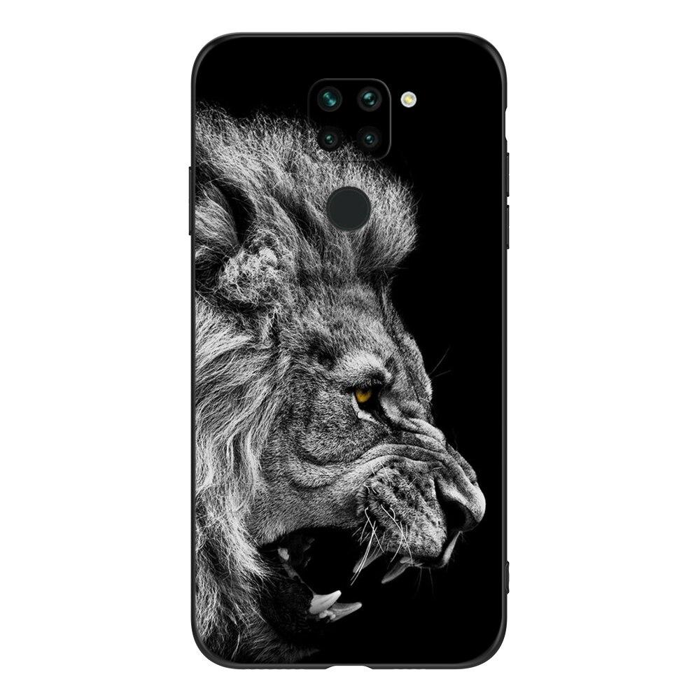 For Xiaomi Redmi Note 9 Global Phone Back Cover  Black Tpu Case Lion Wolf Tiger Dragon