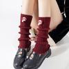 Bow Mid-Calf Sock Red Color Hosiery New Pile Sock  Autumn and Winter