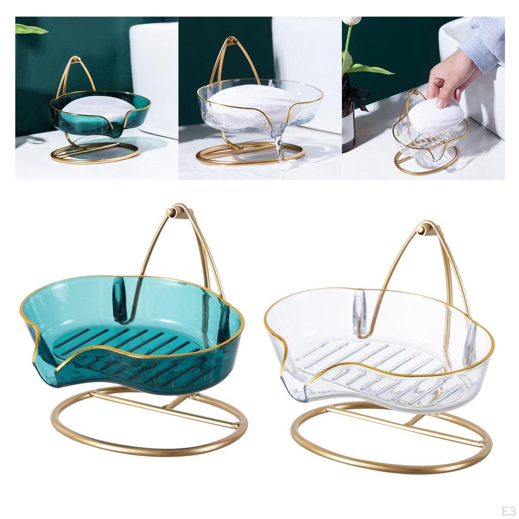 Bathroom Soap Dish, Nordic Style Box, Metal Stand Holder, Self Draining Tray for