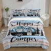 3pcs Blue Happy Camping Winnebago 3D Printed Bedding Set Cozy Duvet Cover King Queen Twin Size Birthday Gift Bedroom Decoration