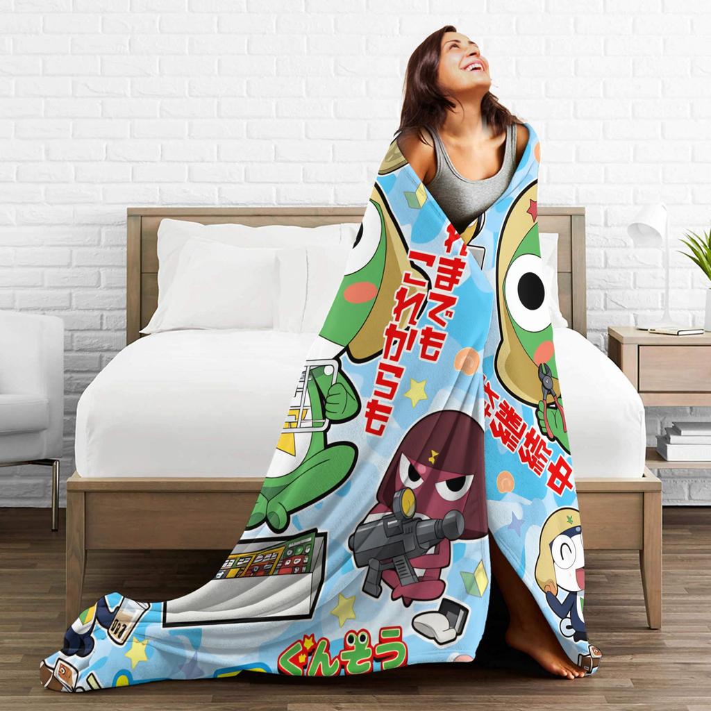 Classic Comedy Anime Keroros Frog Blanket  Travel Flannel Throw Blanket For Couch Chair Super Soft Design Quality Bedspread Gift