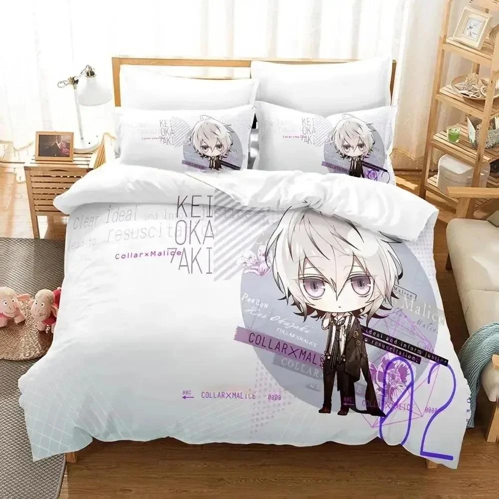 3D Print Anime Game Collar X Malice Bedding Set Printed With Pillowcase Bed Duvet Cover Soft Single Double Queen Super King Size