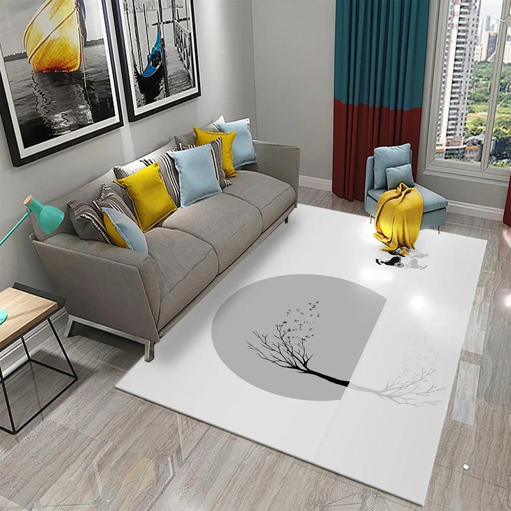 3D Simple Abstract Art Theme Carpet Nordic Style Geometric Line Living Room Balcony Bedroom Bathroom Non-Slip Doormat