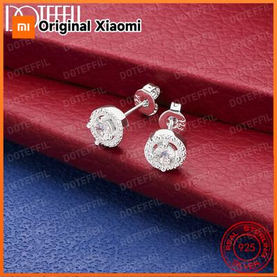 925 Sterling Silver Delicate Round Zirconia Earrings for Women, Fashionable Party Wedding Jewelry Party Gift
