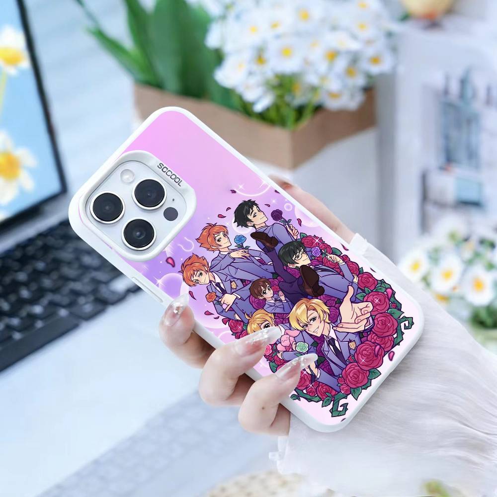 Ouran High School Host Club Coque de téléphone pour iPhone 16,15,14,13,12,17,Pro,MAX blanc Mate antichoc