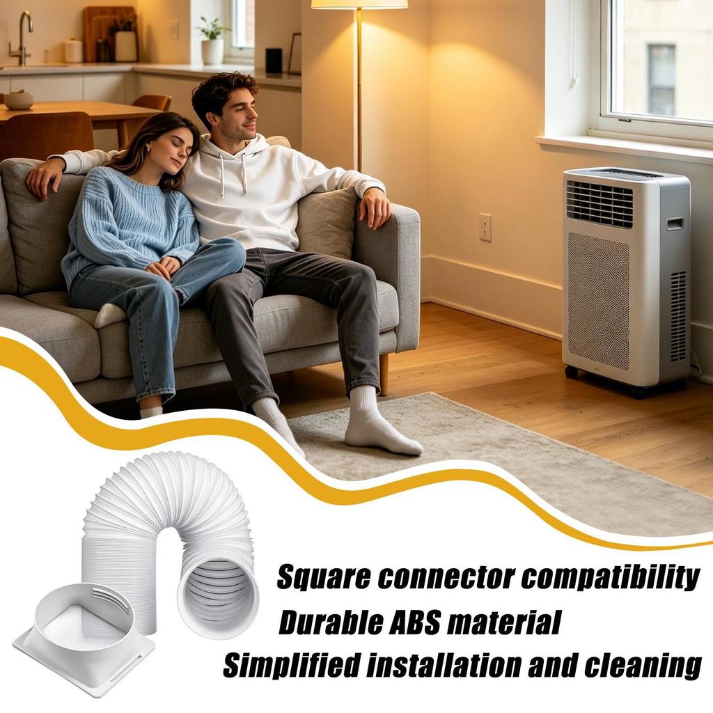 1.5m Portable AC Exhaust Hose With Square Connector Adjustable Length Window Vent Hose, Universal Air Conditioner Tube