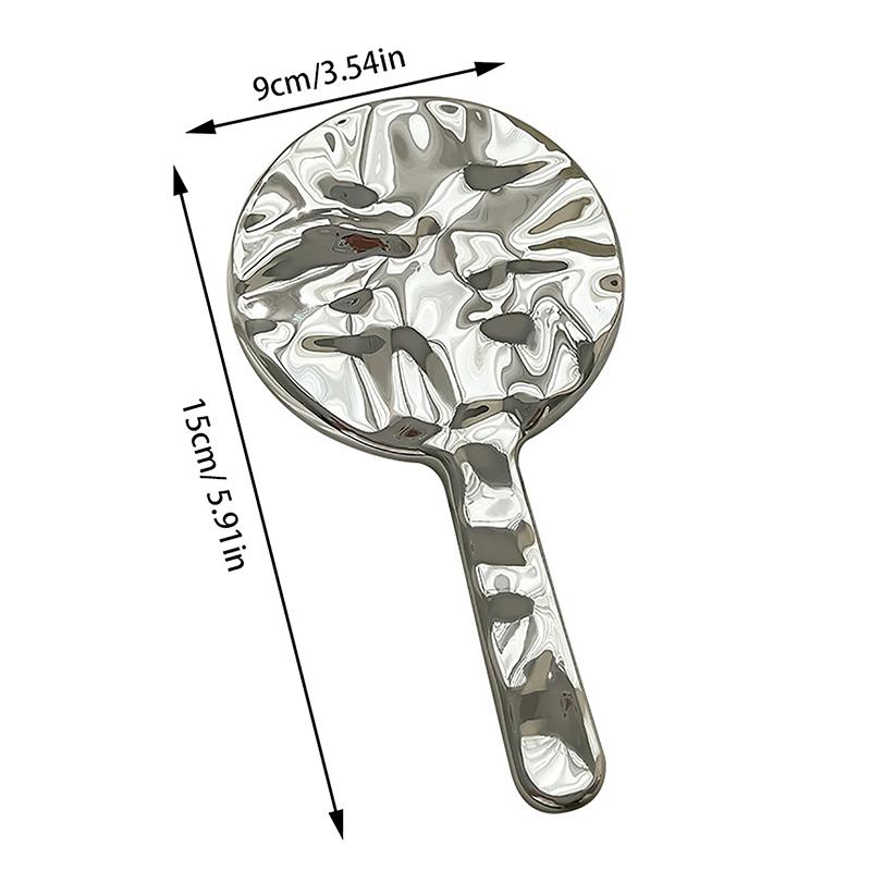1 Stück tragbarer Wasserwellen-Kosmetikspiegel Handspiegel Oval Rund Spiegel Edler Wiederherstellung Antiker Wege Hofspiegel Schönheitswerkzeug