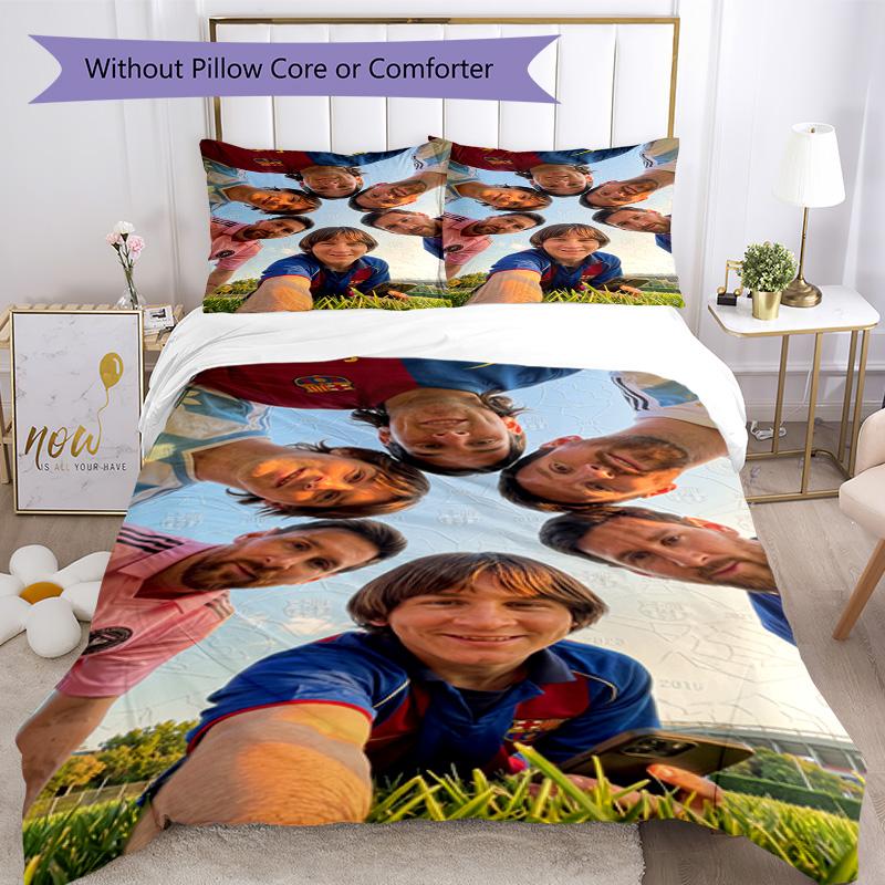 Messi Bedding Set Breathable Duvet Cover with Pillowcases Decorative Bed Linen for Bedroom Home Decoration Birthday Gift