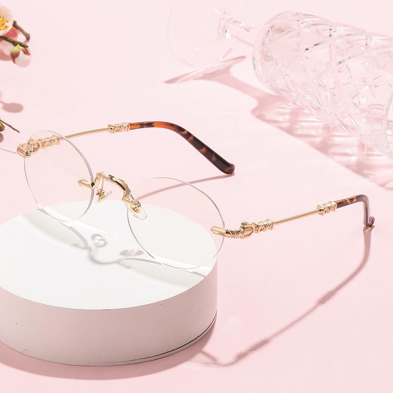 Rimless Edge-Cut Photochromic Myopia Glasses, Large Frame Anti-Blue Light, Fashionable Style