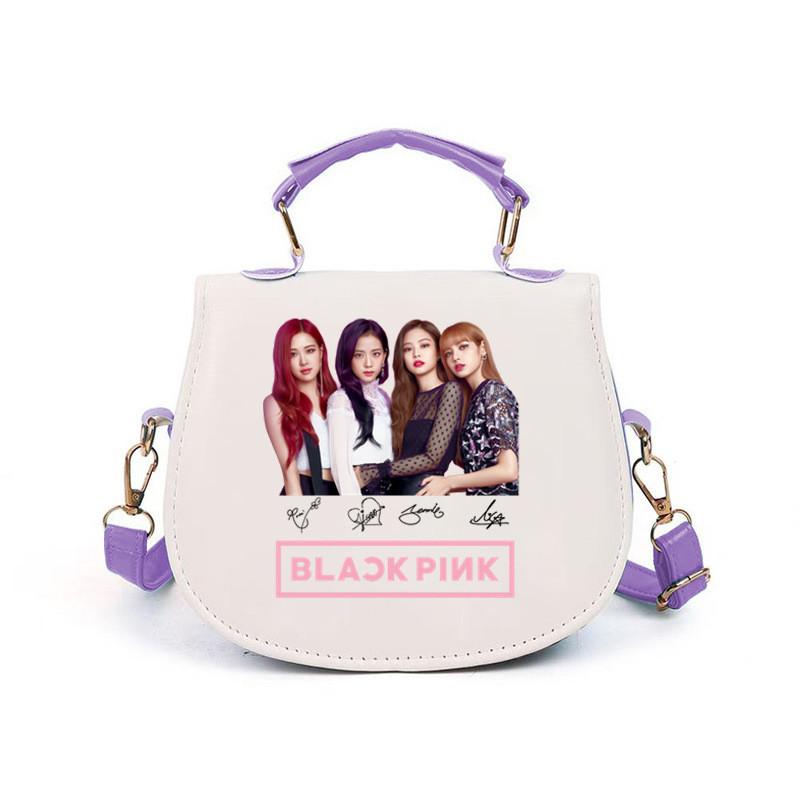 Unique Costume Kinderen Meisjes Korea Popzanger Print Student Crossbody Tas PU Schoudertassen 14.5*17cm white