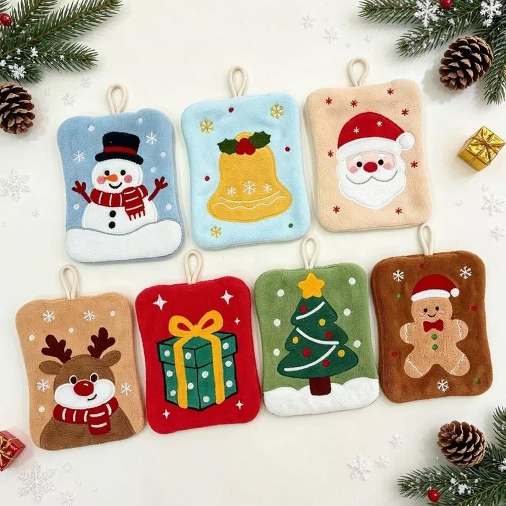 Coral Fleece Santa Claus Hand Towel Water Absorption Cleaning Dishcloths Hanging Wipes Xmas Decor