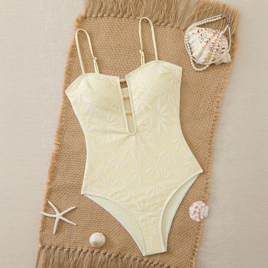 Women Monokini Sexy Tight Fit Sling Backless Design Summer Bohemian Beachwear Lace Design One-Piece Swimsuit