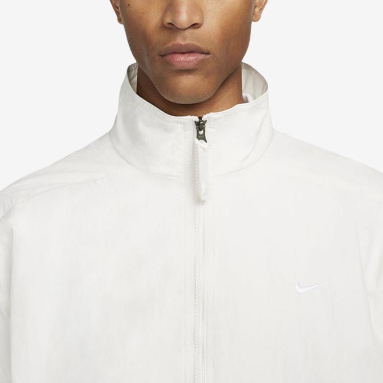 Nike Logo Print Zip-Up Stand Collar Jacket Men Jackets White DQ5201-030