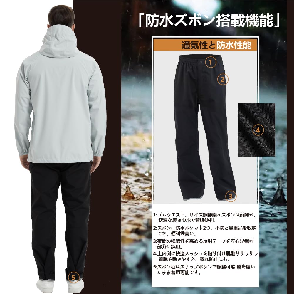 TopKylin Regen Golf Regenmantel Perfekt für Outdoor und Schule Größe Herrenanzug, Regenbekleidung, Set, Atmungsaktiv, Wasserdicht, Winddicht, Aktivitäten, Wandern,