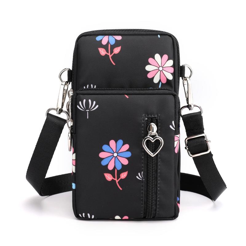 Waterproof Mobile Phone Bag Women's Mini Crossbody Bag Daily Multi-layer Zipper Purse Casual Outdoor Travel Nylon Bag