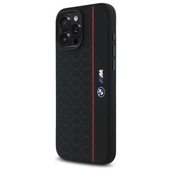 BMW Bmhmp16X23Sher Iphone 16 Pro Max     6.9 Czarny/Black Hardcase Silicone Hexagon Red Line Magsafe