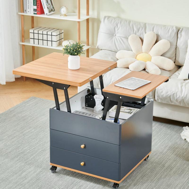 Tavolino da caffè pieghevole intelligente multifunzionale semplice con sollevamento, tavolino laterale per piccoli appartamenti, tavolino da toeletta, mobili per la casa