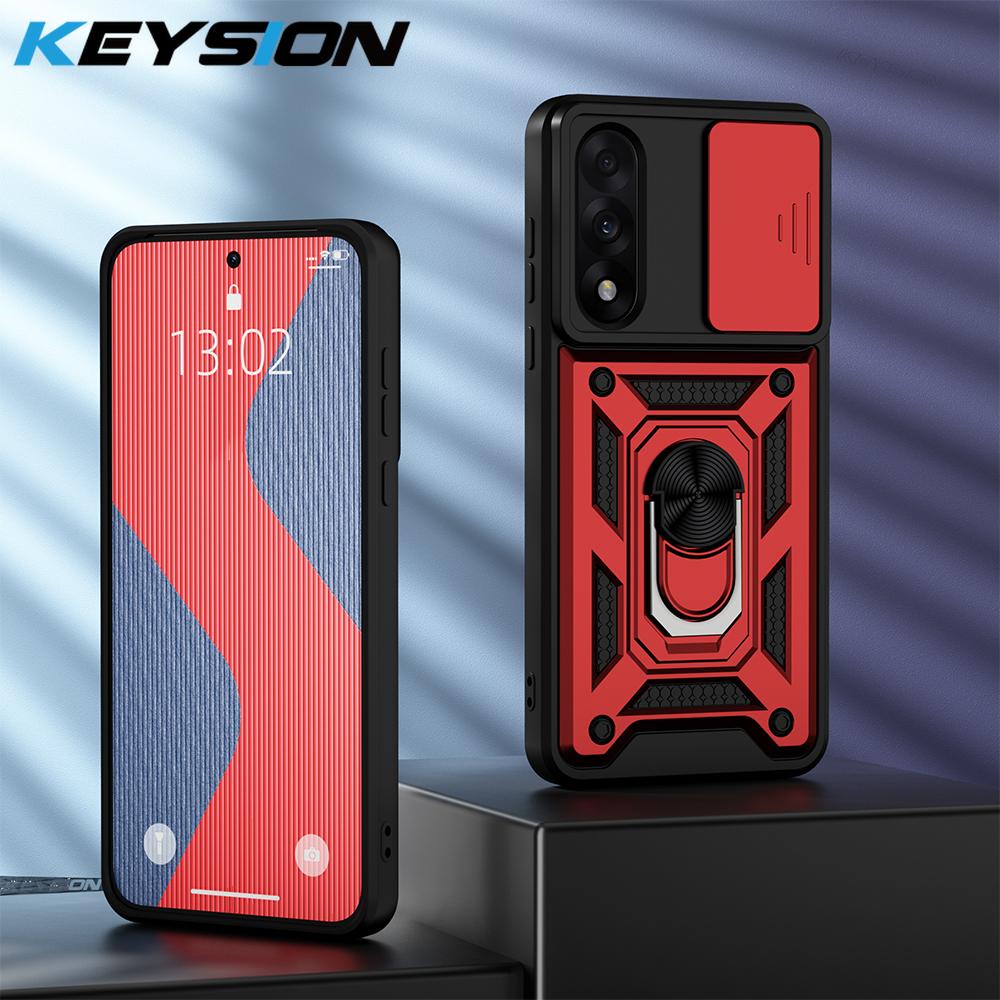 

KEYSION Shockproof Armor Case for OnePlus Nord 5 5G Slide Camera Lens Protection Ring Stand Phone Cover for One Plus 1+ Nord 5 for OnePlus Nord 5 червоний