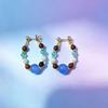 Luxurious Retro Tiger Eye & Blue Pearl Stud Earrings for Women