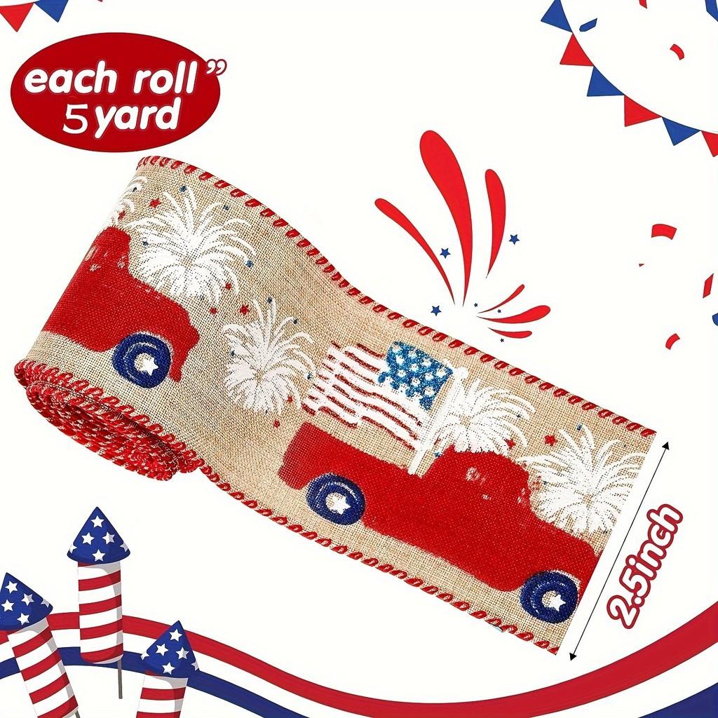 Stylish Independence Day Themed Ribbon Pack Featuring Four Distinctive Patterns For Diy Projects