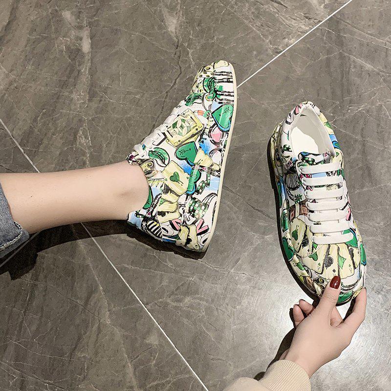 Women's Trendy 2024 Summer Autumn Graffiti Print Dad Shoes - Colorful, Large Size Casual Sneakers