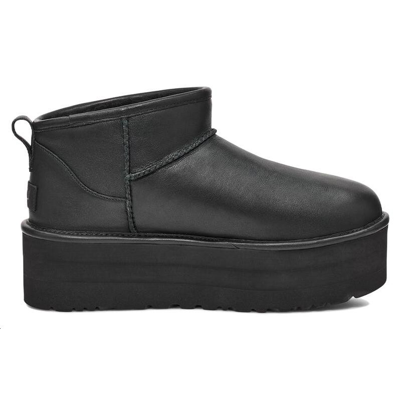 UGG Classic Ultra Mini Platform Boot Black Leather (Womens) Women Sneakers 1141510-BLLE