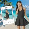 Simple Flare Size M [RAVIR] Women's One-Piece Swimsuit, Inpan, Black,