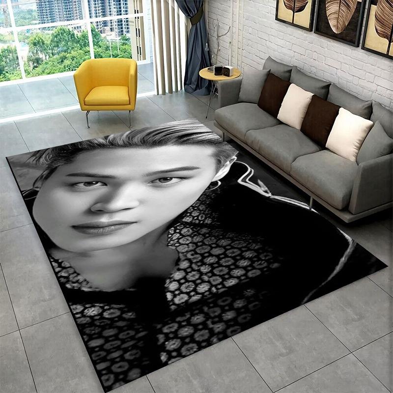 Kpop B-BTS JIMIN Star Carpet Rug for Playroom Bedroom Living Room Sofa Home Decor,kid Area Rug Non-slip Floor Mat Gift