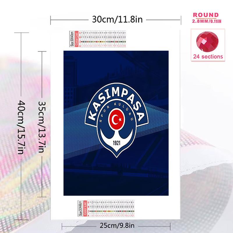 Kasimpasa Football Club 100% Round Full Drill 5D DIY Diamond Painting Embroidery Cross Stitch Rhinestone Decor