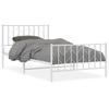 Metal Bed Frame with Headboard and Footboard White 107 X 203 Cm
