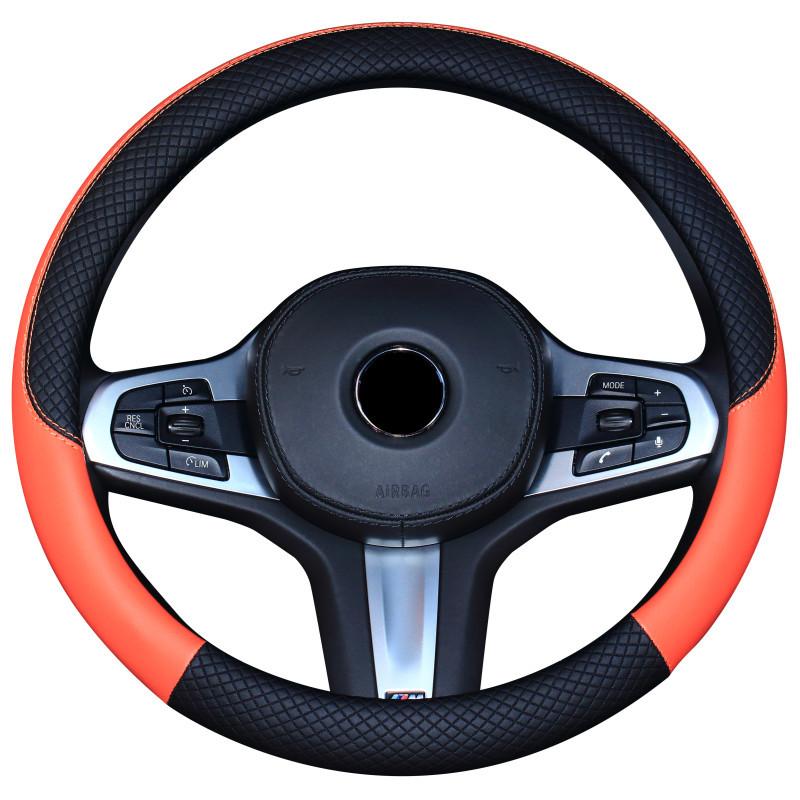 Universal Leather Car Steering Wheel Cover All Season Carbon Fiber Pattern Anti-Slip Protective Handle Gear Inner