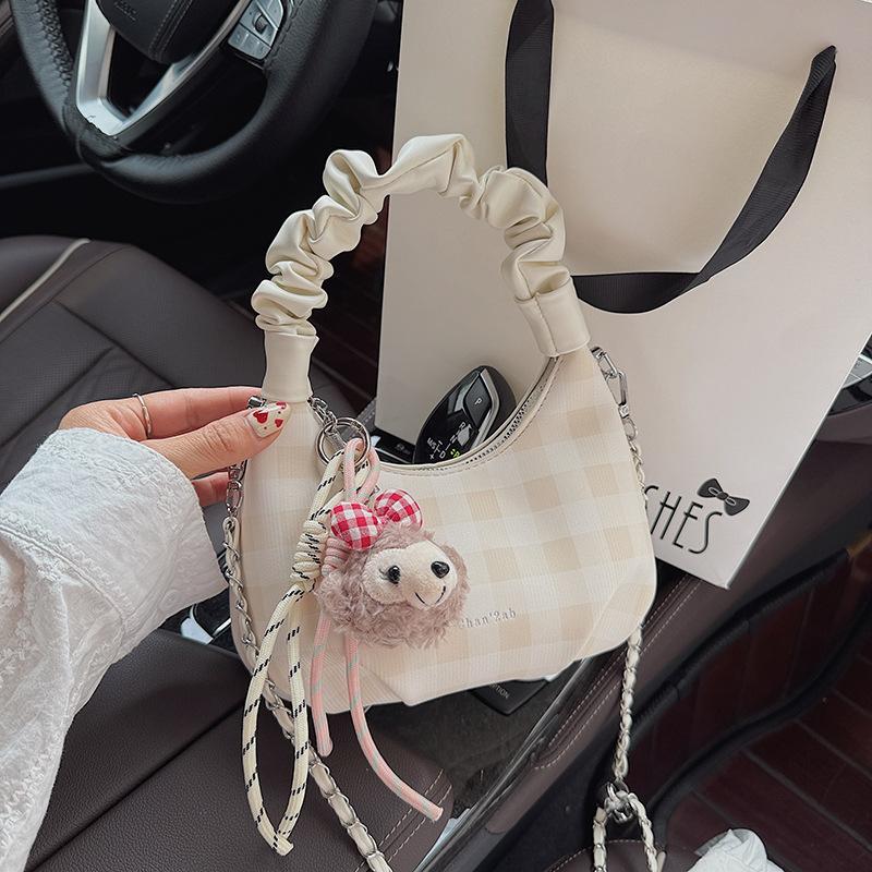 Trendige tragbare karierte kleine Tasche Damen 2025 Sommer neu hochwertiger Sinn vielseitiger ausländischer Stil personalisierte Schulter-Umhängetasche