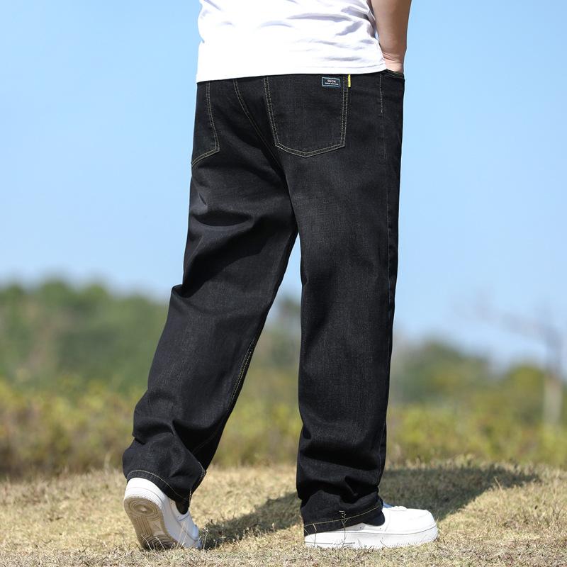 Jeans Uomo Autunnali e Primaverili Gamba Dritta Larga Taglie Forti Extra Large Pantaloni Casual Uomo Vita Alta Pantaloni per Uomo Grasso Pantaloni a Gamba Larga