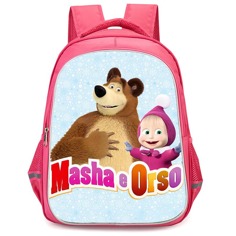 Masha And Bear School Bag Elementary School Cartoon High Definition Printing Large Capacity Zipper Oxford Lightweight Ridge Backpack