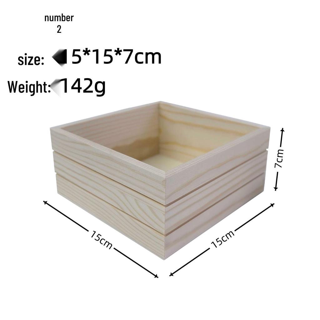 Solid Wood Square Lidless Storage Box - Multipurpose Wedding Party Favor, Single Layer.