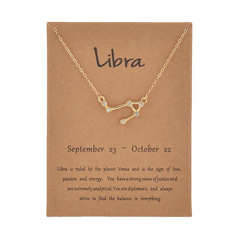 Golden Starry Sky Constellation Rhinestone Necklace: Personalized Zodiac Clavicle Chain