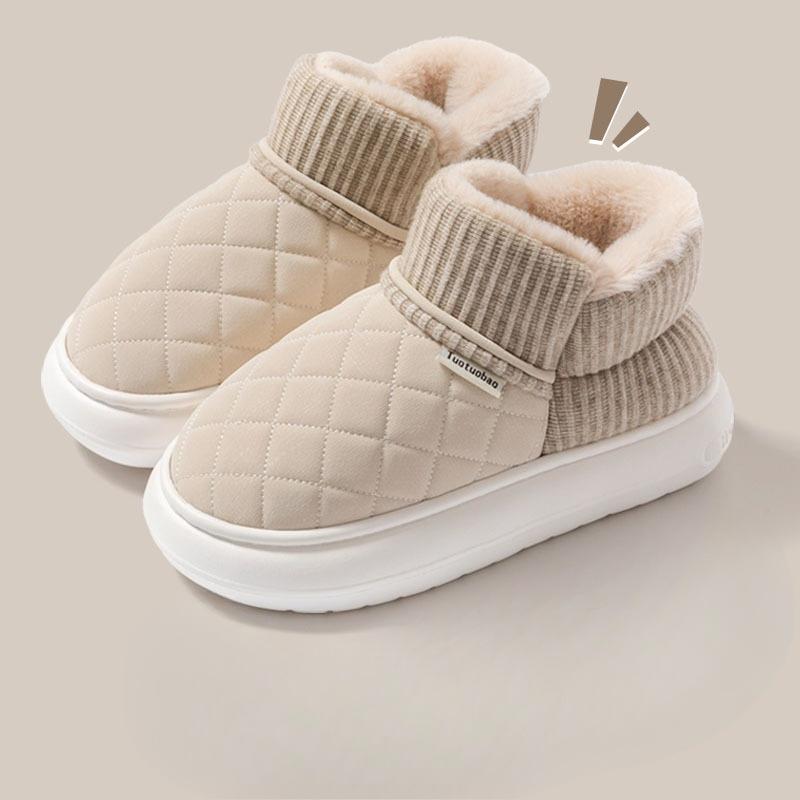 New Women's Thick-soled Anti-slip Cotton Shoes with Fleece Heels for Home Use