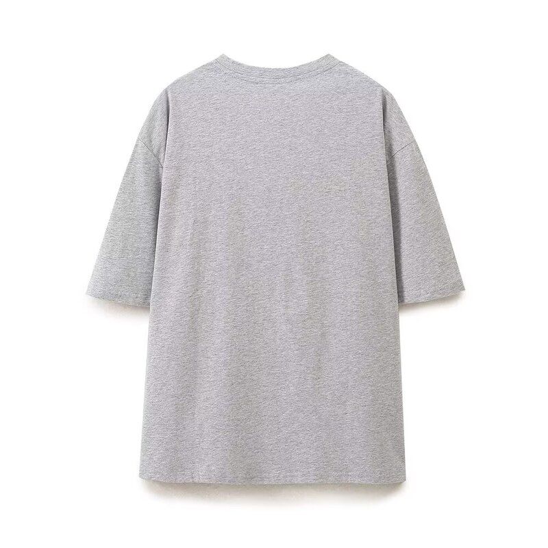 Fashion Style 2024 Autumn New Women's Clothing Casual Easiest for Match Printed Round Neck Short Sleeve T-shirt 0085834