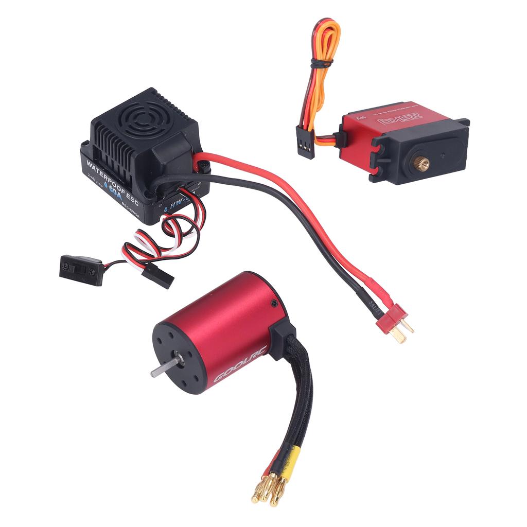 S3650 5200KV Brushless Motor Kit with 60A ESC 25KG Metal Steering Gear for 1 10 1 8 RC Car