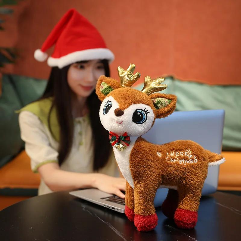 Cartoon Idea Dream Christmas Elk Plush Doll Pillow Stand Deer Plush Toy Home Decoration Party New Year Holiday Gift