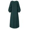 Muslim New Women's Solid Color Fashion Casual Long Sleeve Ruffle Dresses