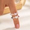 2-piece Two-Tone Cat Beaded Ring Set, Niche Sweet & Cool Style Stretch Rings, Adjustable Couple Rings for Best Friends