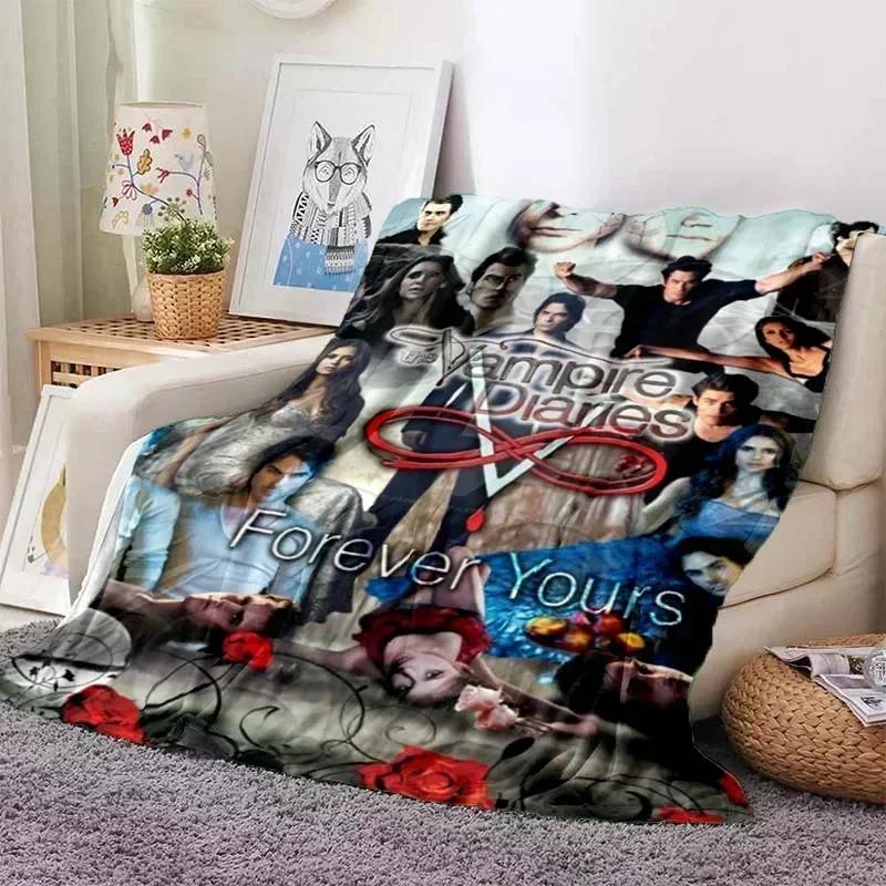 The Vampire Diaries 3D Printed Flannel Plush Blanket Bedspread Sofa Lazy Blanket Outdoor Lunch Break Blanket Travel Quilt Cover